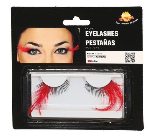 RED FEATHER EYELASHES
