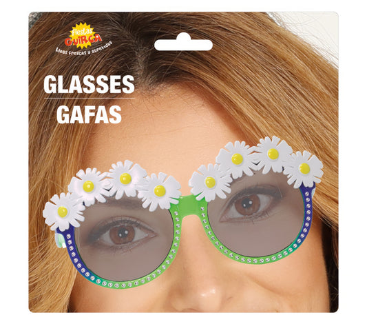 GREEN GLASSES WITH DAISIES