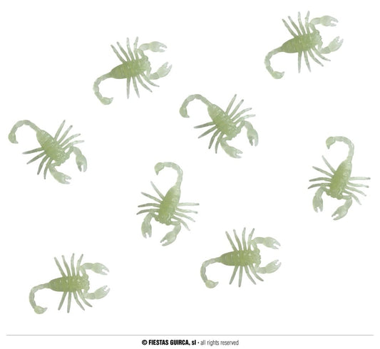 BOLSA 8 SCORPIONS GLOW IN THE DARK, 6 CM.