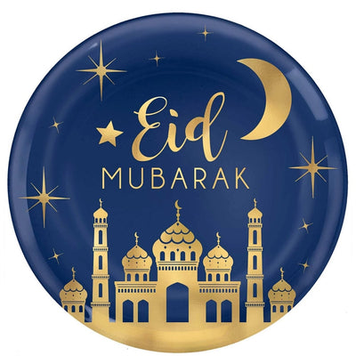 Eid Round Plastic Hot-Stamped Platter 14in