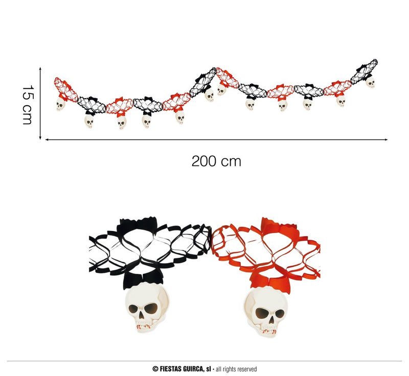 HALLOWEEN FANTASY GARLAND SKULL,     15X (19650)