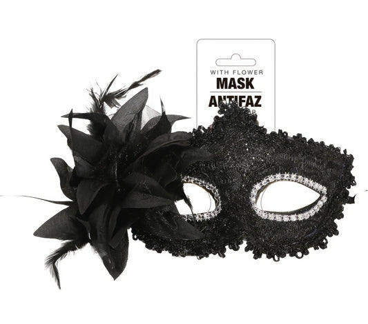 BLACK MASK WITH FLOWERS
