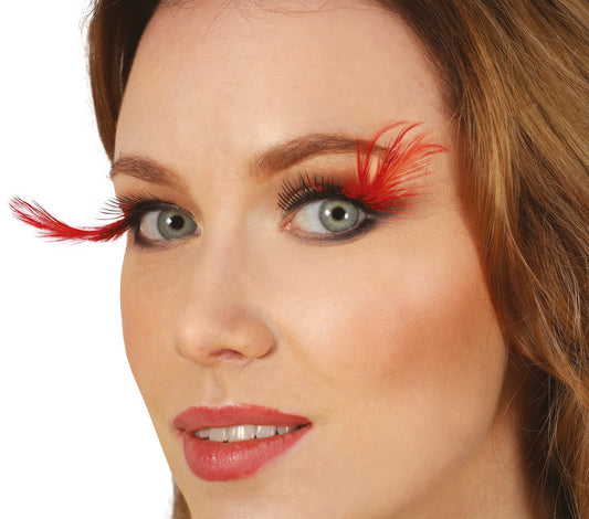 RED FEATHER EYELASHES