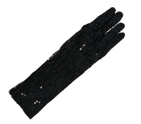 BLACK SEQUIN GLOVES 39 CMS HQ