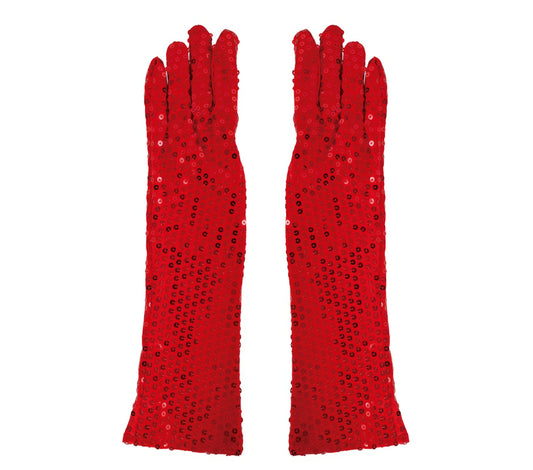 RED SEQUIN GLOVES 39 CMS HQ
