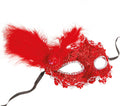 RED MASK WITH FEATHERS (12948)