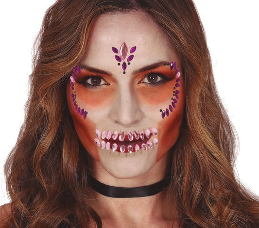 LILAC SKULL FACE GEMS ADHESIVE