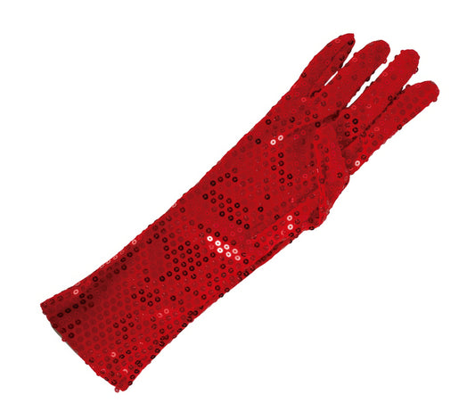 RED SEQUIN GLOVES 39 CMS HQ