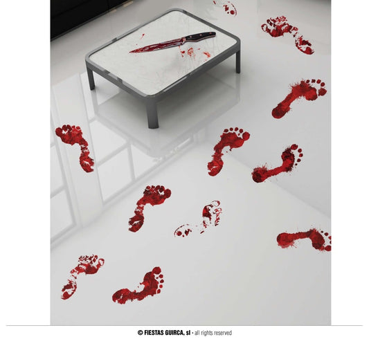 ADHESIVE BLOOD FOOTPRINTS, 2 X 25X70 CMS.