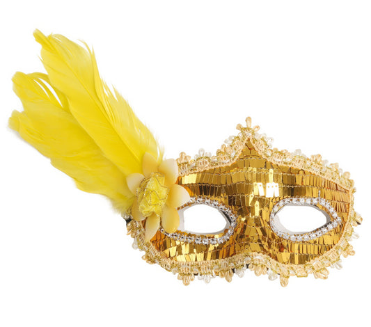 GOLD MASK WITH FEATHER