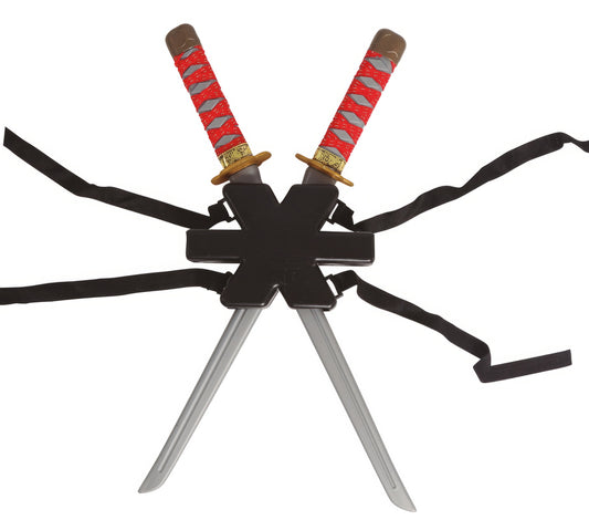 2 SHOULDER SAMURAI SWORDS 55 CM