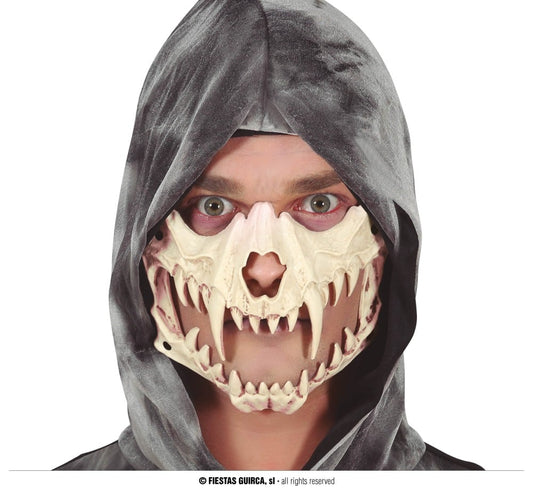 HALF MASK SKULL WITH FANGS, PVC