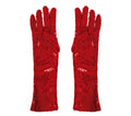 RED SEQUIN GLOVES 39 CMS HQ (17864)