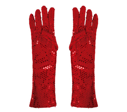 RED SEQUIN GLOVES 39 CMS HQ