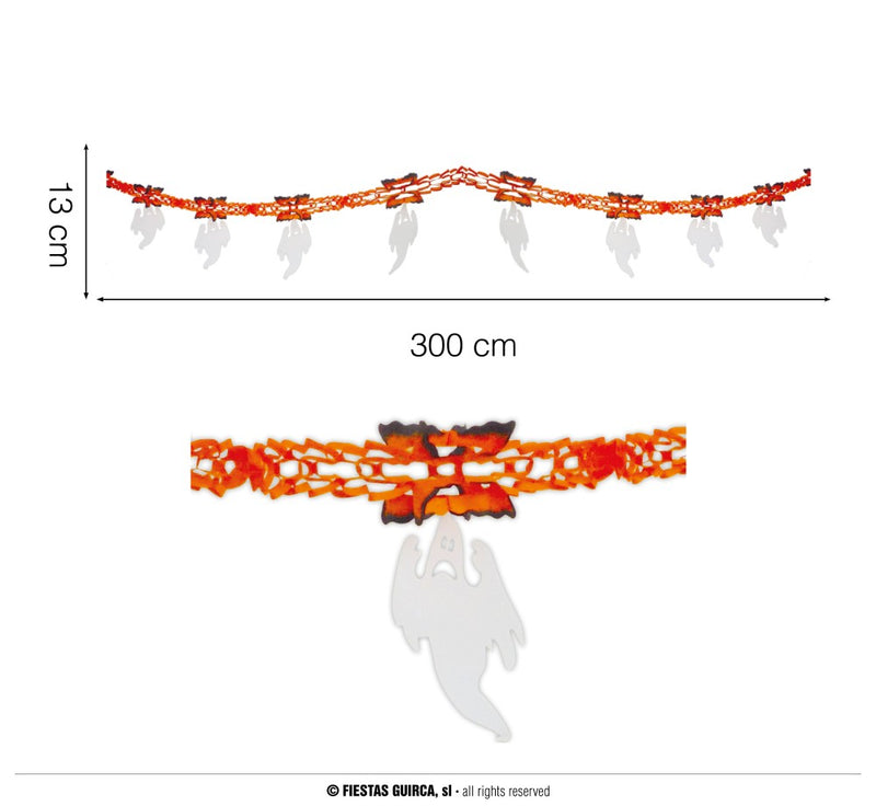 PAPER GHOST HALLOWEEN GARLAND, 13X300 CM (19439)
