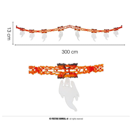 PAPER GHOST HALLOWEEN GARLAND, 13X300 CM