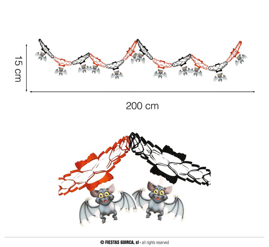 HALLOWEEN FANTASY GARLAND BAT,     15X20