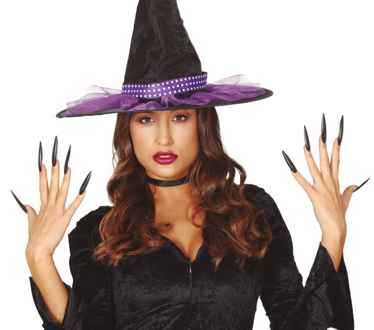 10 BLACK NAILS WITH ADHESIVE