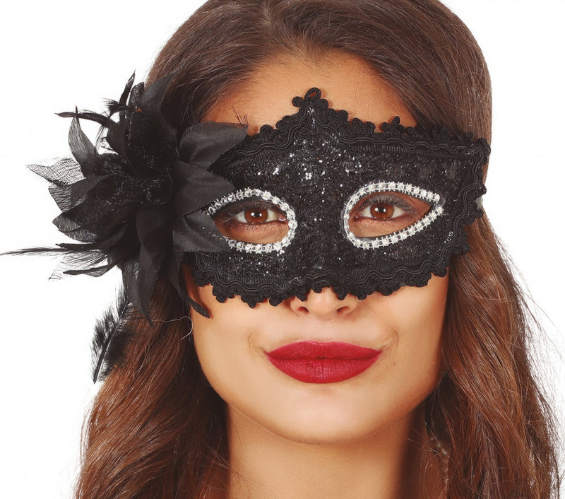 BLACK MASK WITH FLOWERS (12954)