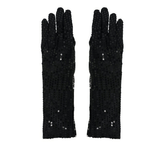 BLACK SEQUIN GLOVES 39 CMS HQ