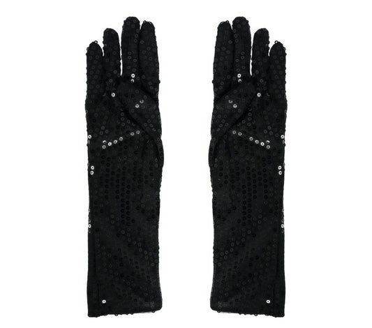 BLACK SEQUIN GLOVES 39 CMS HQ